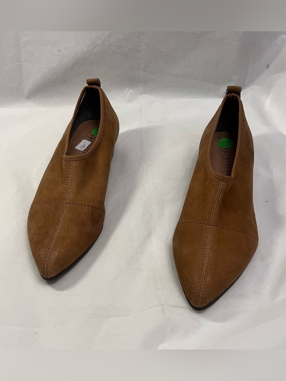 Naked Feet Pointed Toe Brown Suede Slip-On Flats Shootie